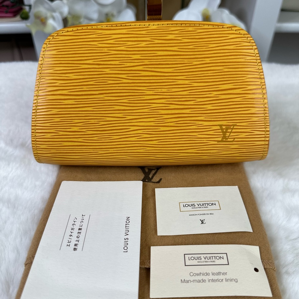 Firm - Like 🆕 Louis Vuitton Pouch Dauphine PM Epi Leather in Yellow - Preloved